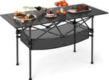 Costway Tavolo Da Campeggio Pieghevole, Tavolo Pieghevole Con Piano In Alluminio Avvolgibile, Cestino In Rete E Borsa Per Il Trasporto, Tavolo Pieghevole Fino A 100 Kg, 119X55X69Cm Nero