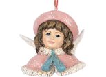 Targhetta Natalizia Clayre & Eef Angelo 8X7X7 Cm Plastica Rosa
