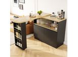 Flieks Tavolo Da Pranzo Tavolo Da Bar Girevole A 360°, Tavolo Da Cucina Tavolo Da Sala Da Pranzo Allungabile, Bar Con Credenza, Tavolo Da Bar Credenza Con Porta Scorrevole In Vetro, Nero
