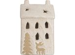 Clayre & Eef Casetta Decorativa Con Led 9X7X15 Cm Ceramica Beige