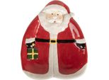 Clayre & Eef Piatto Da Colazione Babbo Natale 20X16X4 Cm In Vetroceramica Rossa