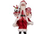 Clayre & Eef Decorazione Natalizia Figura Babbo Natale 16X8X28 Cm Rosso Tessuto