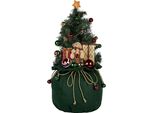 Clayre & Eef Decorazione Natalizia Con Illuminazione A Led Albero Di Natale Ø 20X60 Cm / 3Xaa Verde Sintetico