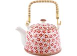 Teiera Clayre & Eef Con Filtro 700 Ml Fiori Di Ceramica Rossa