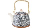 Teiera Clayre & Eef Con Filtro 700 Ml Fiori Di Ceramica Blu