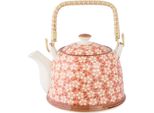 Teiera Clayre & Eef Con Filtro 700 Ml Fiori Di Vetroceramica Rosa