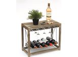 Dandibo Portabottiglie In Legno Marrone Con Ripiano 47 Cm Portabottiglie Con Portabicchieri 9202-R Portabottiglie Mobile Vino Scaffale In Piedi