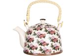 Teiera Clayre & Eef Con Filtro 800 Ml Fiori Di Porcellana Rosa Beige