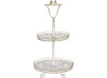 Etagere A 2 Strati Clayre & Eef Ø 36X65 Cm In Ferro Bianco