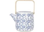 Teiera Clayre & Eef 800 Ml Fiori Di Porcellana Blu E Bianca
