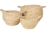 Cesto Portaoggetti Clayre & Eef Set Di 3 Ø 30 Ø 25 Ø 20 Cm Beige Seagrass