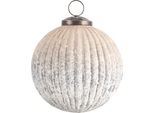 Guaina Natalizia Clayre & Eef Ø 9X9 Cm Vetro Bianco Grigio