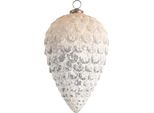 Clayre & Eef Guaina Di Natale Xl Ø 13X20 Cm In Vetro Bianco Grigio