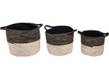 Set Di 3 Cestini Portaoggetti Clayre & Eef Ø 52 Ø 46 Ø 37 Cm Corda Nera