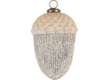 Guaina Natalizia Clayre & Eef Ø 10 Cm Vetro Bianco Grigio