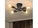 Lampada Da Soffitto Nera Moderna Plafoniera Industriale E27 Lampadario A 4 Fiamme Per Cucina Corridoio Sala Da Pranzo Soggiorno Camera Da Letto