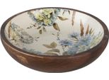 Piatto Da Portata Clayre & Eef Ø 24X4 Cm Bianco Blu Legno Fiori