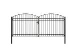 The Living Store Cancello Per Recinzione A Doppia Anta Ad Arco In Acciaio 400 X 200 Cm Nero