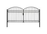 The Living Store Cancello Per Recinzione A Doppia Anta Ad Arco In Acciaio 300 X 150 Cm Nero
