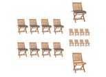 Vidaxl Sedie Da Giardino Pieghevoli Con Cuscini 8 Pz. Legno Massiccio Di Teak - Sedie Da Giardino