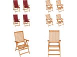 Vidaxl Sedie Da Giardino 4 Pezzi Con Cuscini Rosso Vino In Legno Massiccio Teak - Sedia Da Giardino - Sedie Da Giardino - Poltrona Da Giardino - Sedia Pieghevole