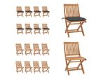 Vidaxl Sedie Da Giardino Pieghevoli Con Cuscino 8 Pz. Legno Massiccio Teak - Sedia Da Giardino - Sedie Da Giardino - Sedia Di Legno - Sedie Di Legno