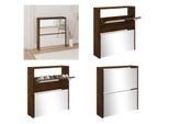 Vidaxl Scarpiera Con Specchio 2 Scomparti Rovere Fumé 63X17X67 Cm - Scarpiera - Ripiani Per Scarpe - Armadietto Per Scarpe - Scarpiera