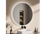 Emke Specchio Da Bagno A Led Specchio Da Bagno Con Illuminazione Rotondo 80 Cm 3 Colori Di Luce Specchio Luminoso Dimmerabile Con Interruttore A Sfioramento Specchio Led A Risparmio Energetico