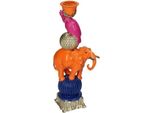 Portacandela "Elefante Arancione"" - 26 Cm - Portacandela Decorativo In Poliresina - Statuetta Di Animale - Per Candele A Bastoncino - Accessorio Per La Casa E Idea Regalo"