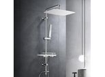Joho Doccia A Pioggia Sistema Doccia Senza Rubinetto, Set Doccia Con Piatto Doccia, Asta Doccia In Acciaio Inox, Soffione 35*25Cm Cromo