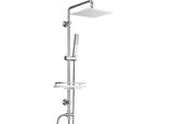 Joho Colonna Doccia Idromassaggio Acciaio Inox Senza Miscelatore Fori Muro Regolabili Asta Soffione Doccetta Porta Ogetti Mensola 25X25Cm Quadrato