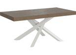 Tavolo Allungabile 200/460X90 Cm Volantis Tortora Gambe Bianche