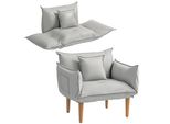 Homcom Poltrona 2 In 1, Poltrona Lounge Con Cuscino, Poltrona Da Terra Con Schienale Regolabile, Poltrona Imbottita, Poltrona Singola Per Soggiorno, Tessuto In Microfibra, Grigio Chiaro