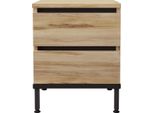 Comodino Con 2 Cassetti Rebecca Mobili Zatar 49X40X35,5 Truciolare Ferro Rovere Chiaro Nero Moderno