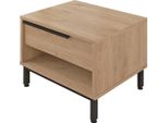 Comodino Con 1 Cassetto Rebecca Mobili Jeera 53,5X42,5X44,5 Truciolare Ferro Marrone Grigio Scuro Moderno