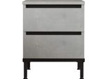 Comodino Con 2 Cassetti Rebecca Mobili Sankaran 49X40X35,5 Truciolare Ferro Grigio Pietra Nero Moderno