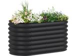 Sessamen-Lp Letto Rialzato In Metallo Kit Letto Rialzato Per Letto Di Fiori Letto Di Erbe Letto Di Verdura Fioriera Box Giardino Telaio Freddo Per La Coltivazione Di Fiori, Frutta, Verdura (Nero, Ovale, 240 X 60 X 60 Cm)