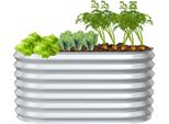 Sessamen-Lp Letto Rialzato In Metallo Kit Letto Rialzato Per Letto Per Erbe Letto Per Verdura Cassetta Da Giardino Telaio Freddo Per La Coltivazione Di Fiori, Frutta, Verdura (Zincato, Ovale, 300 X 60 X 60 Cm)