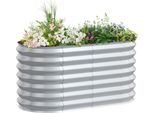 Sessamen-Lp Letto Rialzato In Metallo Kit Letto Rialzato Per Letto Per Erbe Letto Per Verdura Cassetta Da Giardino Telaio Freddo Per La Coltivazione Di Fiori, Frutta, Verdura (Zincato, Ovale, 240 X 60 X 60 Cm)