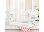 Dandibo Scolapiatti 2 Livelli Bianco Scolapiatti PK52 Cesto Scolapiatti Scolapiatti Con Sottopentola E Cesto Portaposate