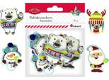 Adesivi In Schiuma 3D Babbo Natale Pupazzo Di Neve Orsetto Renna 12 Pezzi Titanum