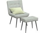 Vidaxl Poltrona Relax Con Sgabello In Velluto Grigio Chiaro