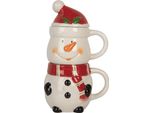 Tazza Clayre & Eef Babbo Natale; Pupazzo Di Neve 300/375 Ml In Ceramica Bianca E Rossa