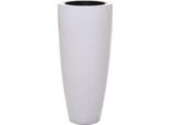 Vivanno Vaso Da Fiori In Fibra Di Vetro City Rotondo, Bianco Lucido - 37X80 Cm