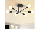 Plafoniera Nera Lampada Lampadario Industriale Vintage E27 (Senza Lampadina) 6 Fiamme Metallo Lampada Da Soffitto Retrò Camera Da Letto Soggiorno Sala Da Pranzo