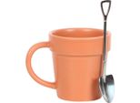 Something Different - Set Di Tazze E Cucchiai, Vaso Di Fiori, Ceramica SD5470 (Taglia Unica) (Arancione/Argento)