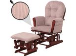 Poltrona Relax HWC-C76, Poltrona A Dondolo Poltrona A Dondolo Con Sgabello Tessuto Corda 320G/M² Oeko-Tex ~ Struttura Rosa Scuro
