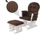 Poltrona Relax HWC-C76, Poltrona A Dondolo Poltrona A Dondolo Con Sgabello Tessuto Corda 320G/M² Oeko-Tex ~ Struttura Marrone Bianco
