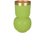 Tischvase GILDE Vase Roro mit Goldrand, grün, B:18cm H:31,5cm T:18cm Ø:18cm, Metall, Vasen