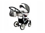 BabyLux® White Lux | 2in1 Kinderwagen Bambimo | Grey Marble | Kombikinderwagen | Kinderwagenset | Bu